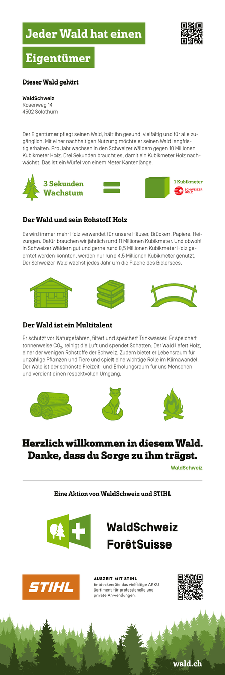 So sieht die Waldtafel aus